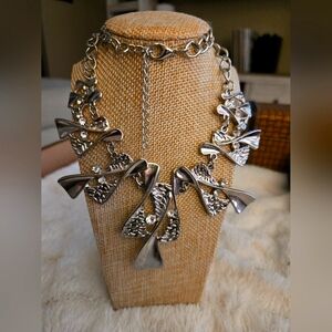 **3/$10** Silver Statement Necklace with Bow Design